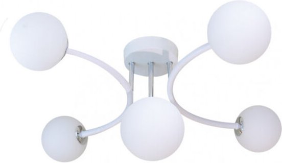 Weiße Lampe mit Chrom Details Modell La Habana 5 Lichter Fabrilamp