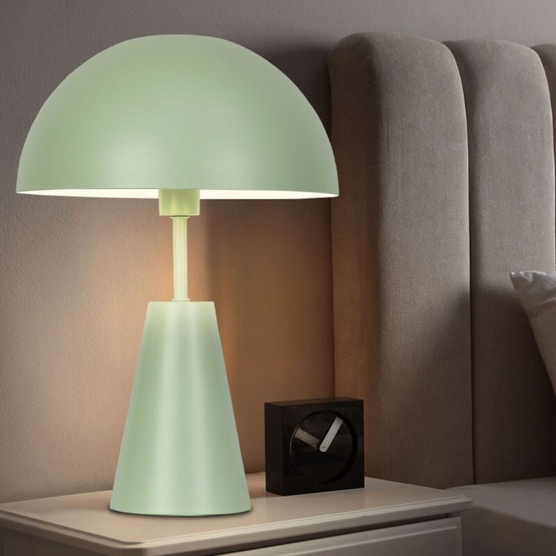 Retro Tischlampe Pilz Nachttischleuchte Wohnzimmerlampe Pilzdesign Tischleuchte E14, Metall grün, 1x E14, DxH 25 x 36 cm