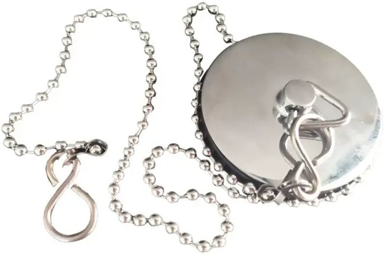 Linghhang - D47-Abflussstopfen mit Metallverkleidung und L450-mm-Kette für Spülbecken-, Waschbecken- oder Badewannenabfl...