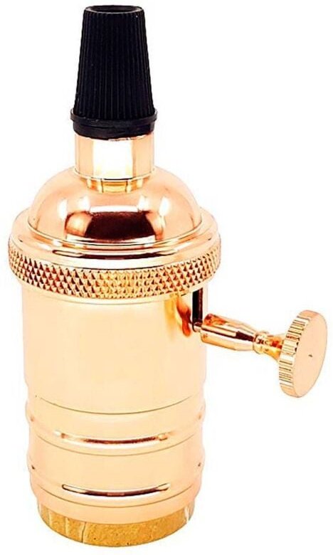 E27 Vintage Fassung mit Schalter Rosa Bronze / Chrom