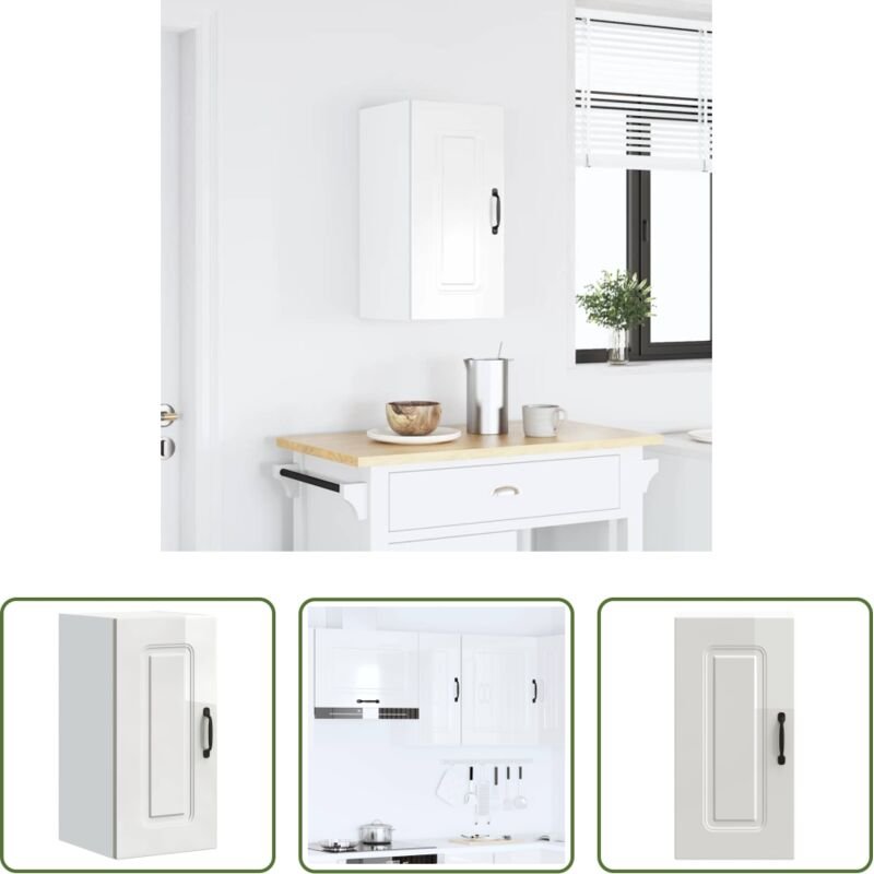 vidaXL Holzwerkstoff - Küchen-Hängeschrank Kalmar Hochglanz-Weiß Holzwerkstoff