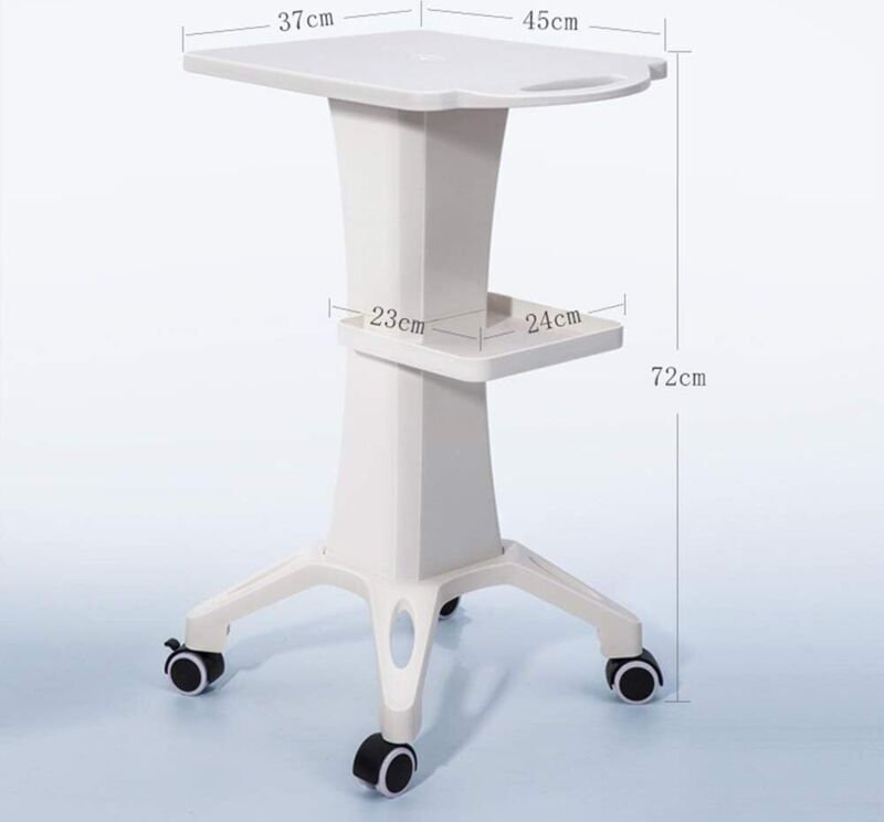 Schönheitssalon Einstellbar Rollwagen, Tablett Eisensäule Bürosalon Rollwagen Kosmetikwagen mit Rollen, Weiß Friseuren S...