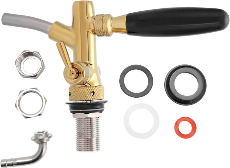 Verstellbarer, verchromter Edelstahl-Bierzapfhahn G5/8, Zapfhahn für die Hausbar (Gold)