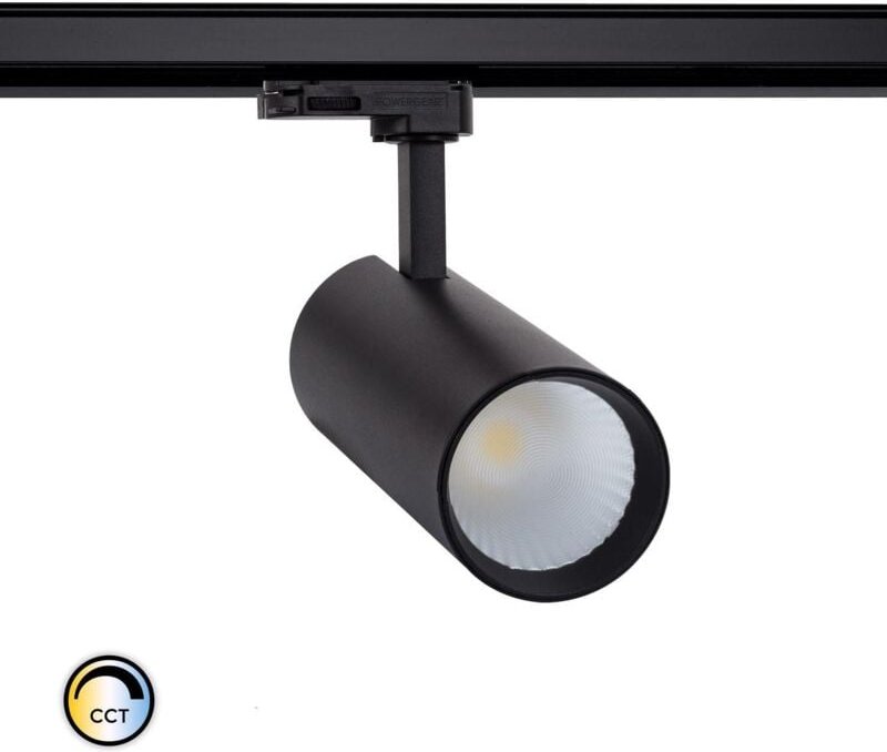 Efectoled - 3-Phasenstromschiene LED-Strahler 30W Bertha Schwarz cct lifud Wählbar (Warm-Neutral-Kalt)