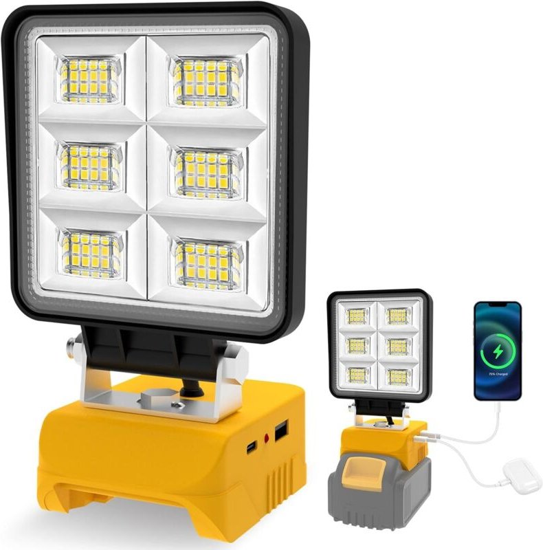 50W 5000LM LED-Arbeitsleuchte, tragbare kabellose Leuchte für Dewalt 20V Max Akku (nicht im Lieferumfang enthalten), mit...