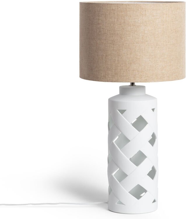 Ledkia - Tischlampe Keramik und Stoff Makalu Weiß