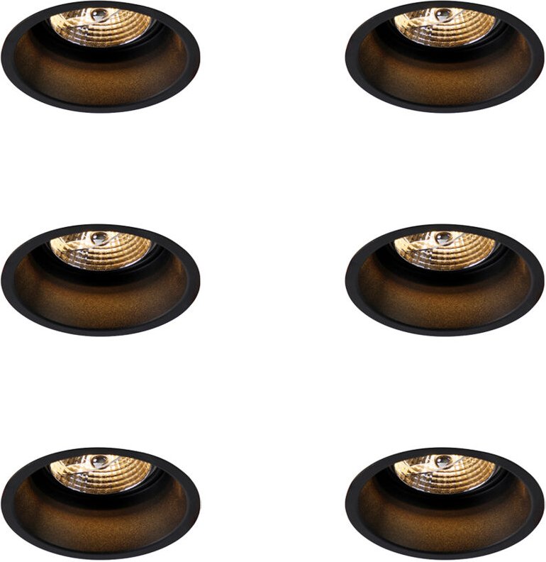 Set mit 6 modernen Einbaustrahlern schwarz AR70 - Dept
