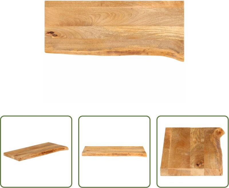 Massivholz - Tischplatte mit Baumkante 70x40x2,5 cm Massivholz Mango