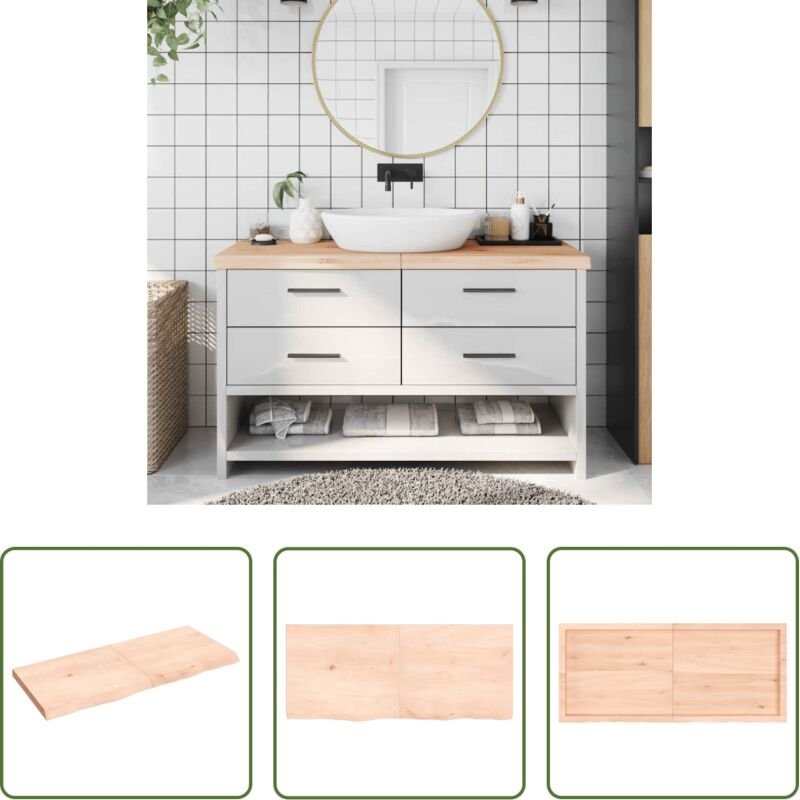 vidaXL Massivholz Waschtischplatte - Waschtischplatte 140x60x(2-6) cm Massivholz Unbehandelt