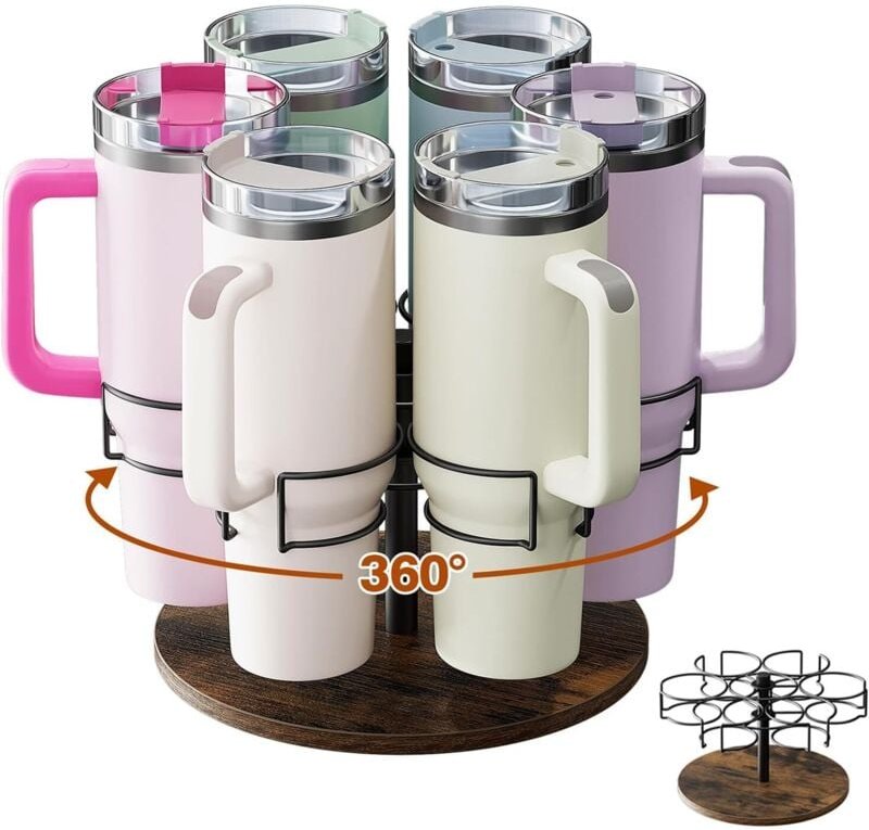 Wasserflaschenhalter mit Griff und Drehständer, Sammler-Wasserflaschenhalter, Vintage-Braun