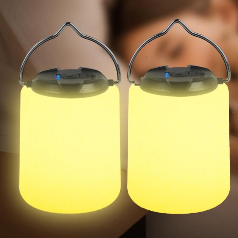 Wiederaufladbare Campinglaterne – 3000K warmes Licht, einstellbare Helligkeit, 3 Lichtmodi, tragbare, wasserdichte Zeltl...