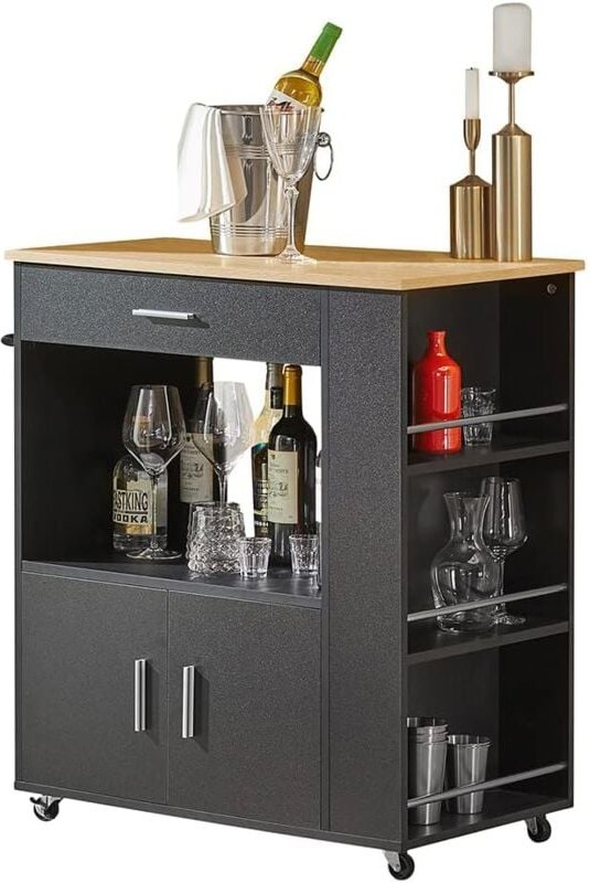FKW113-SCH Servierwagen Küchenwagen Kücheninsel Küchenschrank Rollwagen Küchentrolley Mikrowellenschrank Küchenrollwagen...