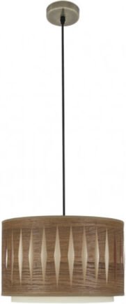 Senko - Pendelleuchte alexandra 1xe27 leder/dunkles holz regx30x30 cm