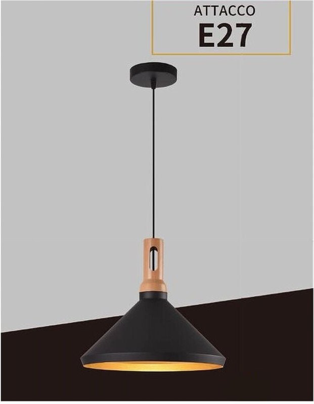 Trade Shop - lampada pendente E27 nero bianco A92 - Schwarz