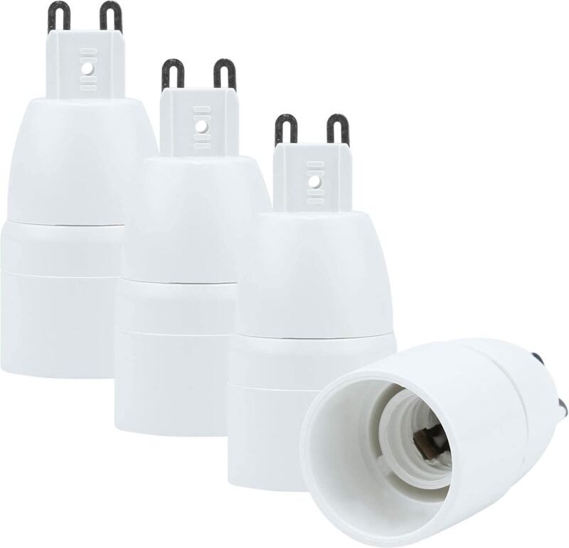 Ersandy - 4x Lampensockel-Adapter G9 auf E14 in weiss - Set mit 4 reformatierten Lampensockel-Konvertern für Glühlampen,...