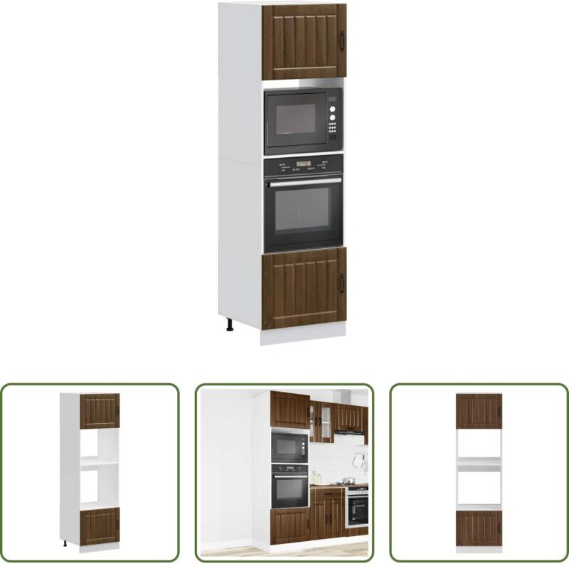vidaXL Holzwerkstoff - Herdumbauschränke 2Stk. Lucca Braun Eichen-Optik Holzwerkstoff