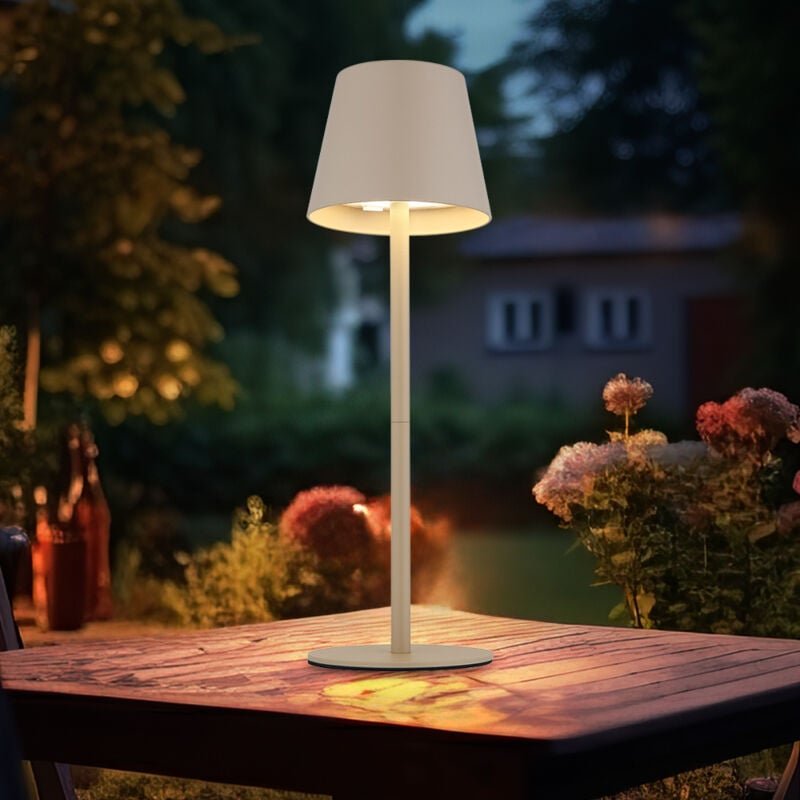 Thumbnail - Außenleuchte Tischlampe Akku Tischleuchte Touchdimmer Flaschenaufsatz CCT, sand, USB-C, LED 3W 200Lm warm-kaltweiß, DxH ...