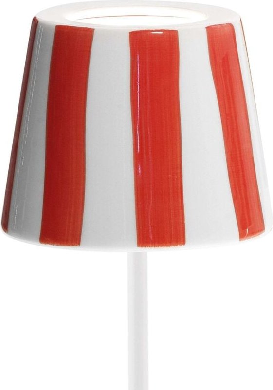 Poldina Lido rot gestreifte LED-Tischleuchte, wiederaufladbar und dimmbar mit einer Akkulaufzeit von bis zu 12 Stunden. ...
