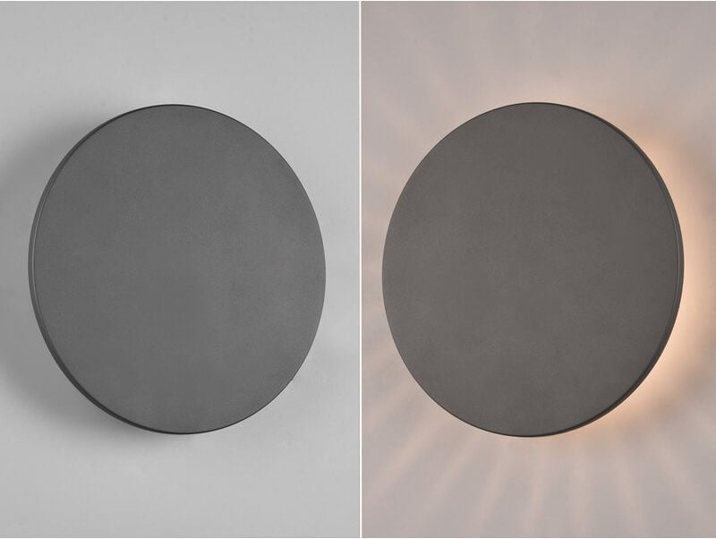 Meinewunschleuchte - led Außenwandleuchte Anthrazit 2er Set indirekte Beleuchtung ø 25cm