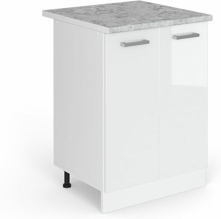 Thumbnail - Vicco - Küchenunterschrank R-Line, Weiß Hochglanz, 60 cm , ap Marmor