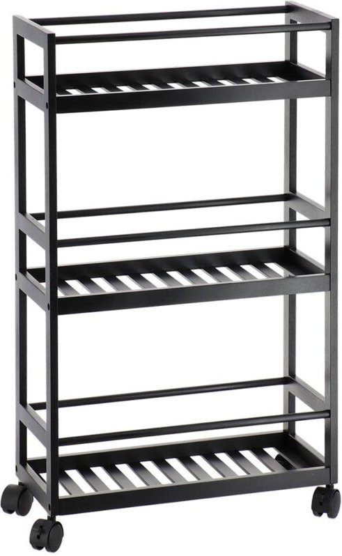 Servierwagen auf rollen bambus 3 regale - schwarz Tendance