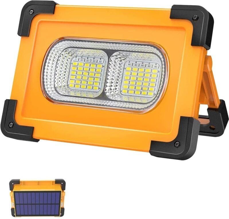 Thumbnail - 80 w wiederaufladbares LED-Flutlicht, 4 Modi, superhelles Arbeitslicht, tragbares LED-Flutlicht mit Solarpanel, Baulampe...
