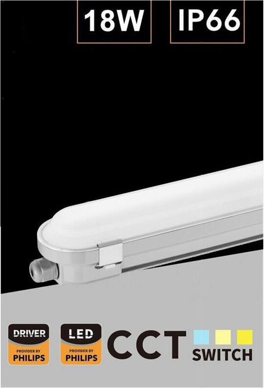 Trade Shop Traesio - Trade Shop - tubo led plafoniera lineare von 60CM 18WATT IP66 cct 4000K-5000K-6500K YL18-60-3C -
