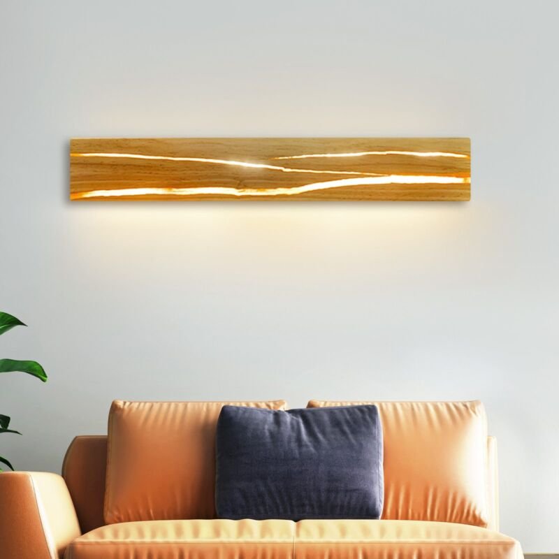 Wandlampe led Wandleuchte Innen - Holz Modern Flurlampe 3000K Warmweiß 50CM Indirekt Wohnzimmerlampe 8W Bettlampe Flur T...