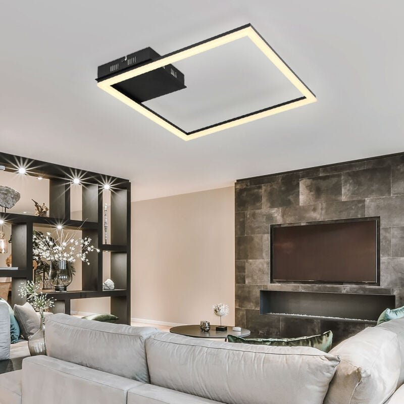 Thumbnail - Globo Lighting - Deckenleuchte Deckenlampe Schlafzimmerleuchte Wohnzimmerlampe, Metall schwarz matt opal, 1x led 18W 147...