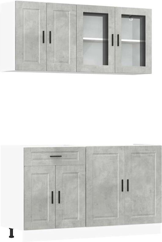 4-tlg. Küchenschrank-Set Kalmar Betongrau Holzwerkstoff - Vidaxl