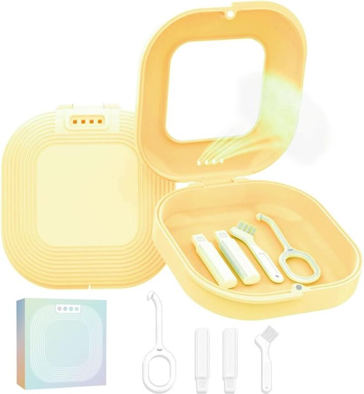 BEBUSINGOTO Retainer-Etui, ultradünnes Aligner-Etui mit Belüftung, Invisalign-kompatibel, Mundschutz-Etui, süßes Retaine...