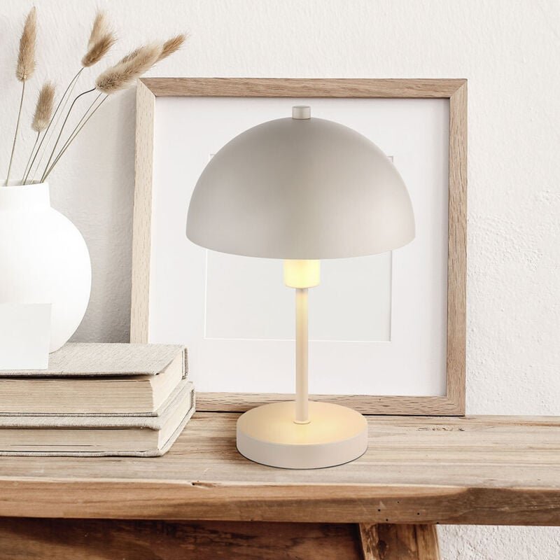 Globo Lighting - Tischleuchte Schlafzimmerlampe Pilzleuchte sandfarben Leseleuchte Beistelllampe, Metall, E14 Fassung, D...