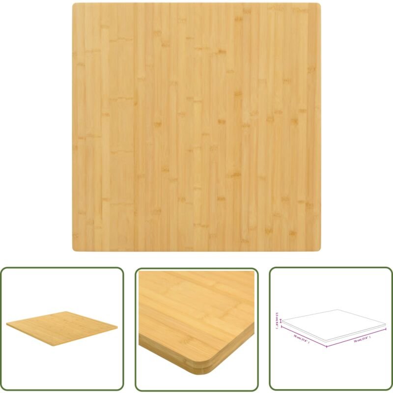 The Living Store Tischplatte 70x70x1,5 cm Bambus - Bambus Platte - Wohnzimmer Dekoration - Esstischplatte - Kaffeetischp...