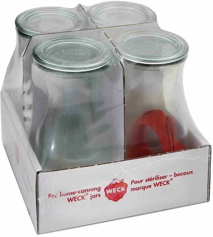 Saftflasche 4er-Tray 1/4 l mit Ringen und Klammern