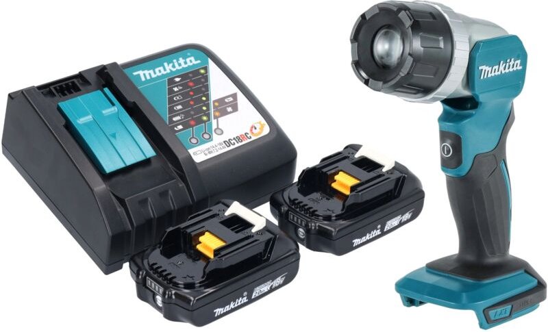 Makita DML 808 RA Akku Handstrahler 14,4 / 18 V 190 lm LED + 2x Akku 2,0 Ah + Ladegerät