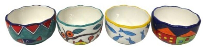 Moderne Keramik-Dekoschale, 4er-Set, ideal für Küche und Esszimmer, exklusives Lavendel- und Oliven-Design