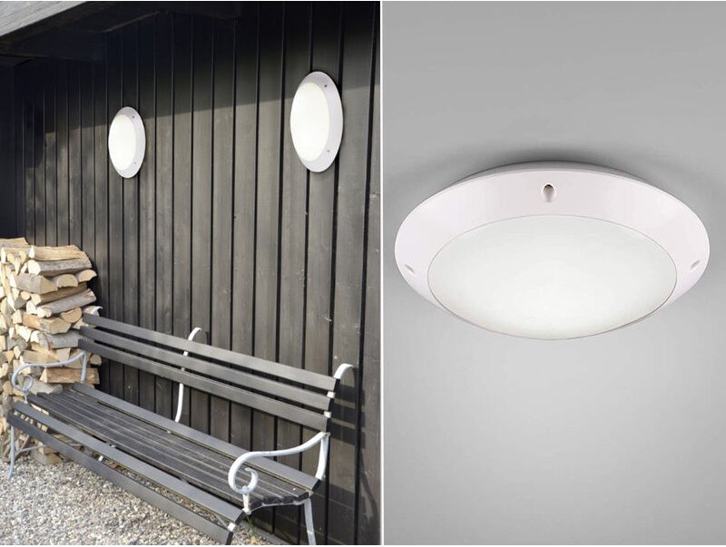 Thumbnail - Meinewunschleuchte - led Außendeckenleuchte Wandlampe rund in Weiß matt - 26 cm