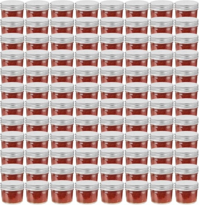 Marmeladengläser mit Silbernen Deckeln 96 Stk. 110 ml Vidaxl