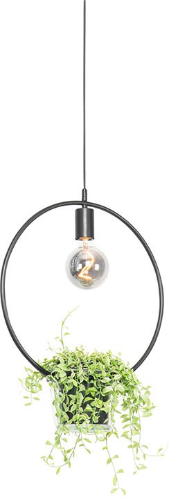 Moderne Hängelampe schwarz mit Glas rund - Roslini