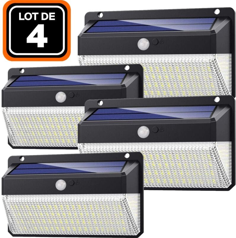 Europalamp - 4ER-PACK solarstrahler bewegungsmelder 228 st. led 2000 lumen