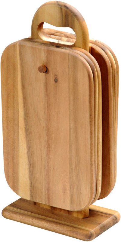 Schneidebretter mit Ständer, 6er-Set, Akazienholz, Kesper