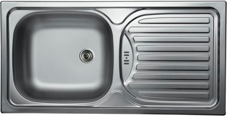 Einbauspüle Edessa N-143 - Spüle mit Abtropffläche für Unterbau ab 500mm - Waschbecken reversibel mit Ablaufverbindung u...