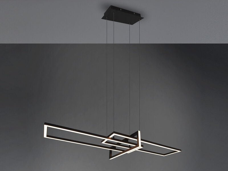 Trio Lighting - Große led Pendelleuchte salinas lang mit Switch Dimmer Schwarz, Breite 110cm