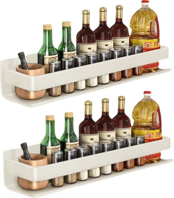 Wandregal, ideal für Küche und Bad, lackierte Oberfläche, korrosions- und rostbeständig, 2er-Set, cremeweiß