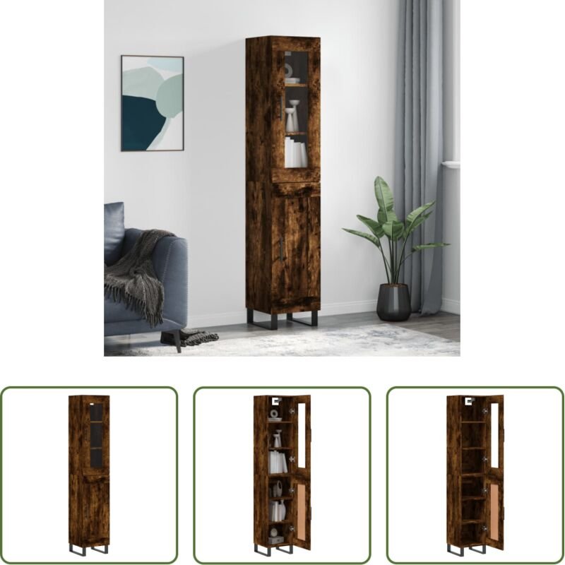 vidaXL Räuchereiche - Highboard Räuchereiche 34,5x34x180 cm Holzwerkstoff