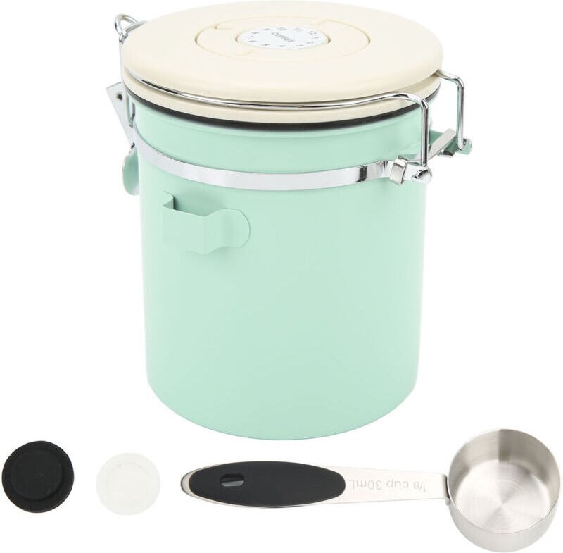 Küchenarbeitsplatten-Behältersets, mintgrüne Kaffeedose, luftdichter Kaffeebehälter aus lebensmittelechtem Edelstahl mit...