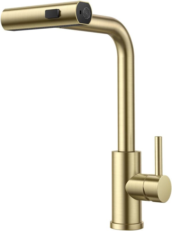 360° schwenkbarer, ausziehbarer Küchenhahn – Einhebelmischer für Küchenspülen – Gebürstetes Gold