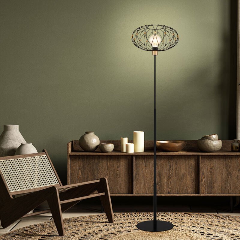 Globo Lighting - led Stehlampe Standlampe Stehleuchte gold Wohnzimmerlampe 1 flammig Beistelllampe, Metallgeflecht, 1x l...
