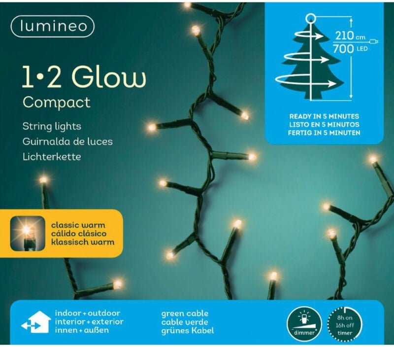 Lumineo LED Lichterkette 1•2 Glow compact 210 cm 700 Lichter klassisch warm