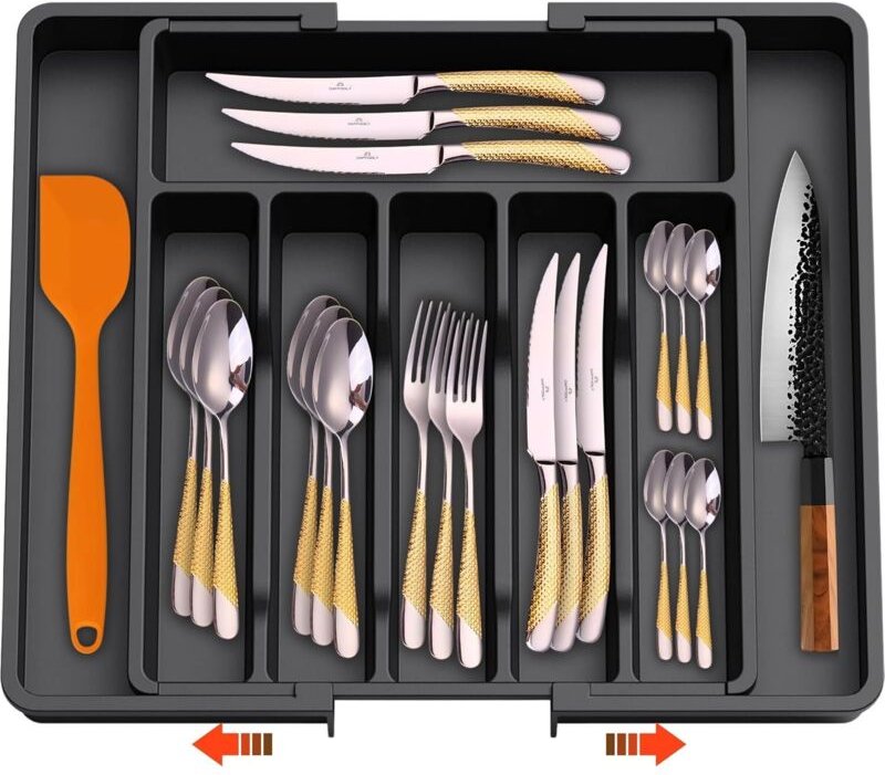 Verstellbarer Schubladenorganizer für die Küche – Küchenaufbewahrung und -organisation, Küchenaufbewahrung, ideal für Ih...